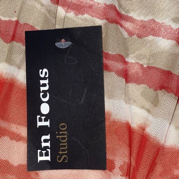 En Focus NWT Midi Dress Long Sleeve Semi-Sheer A-Line Earthy Multicolor 14 XL - Picture 5 of 7